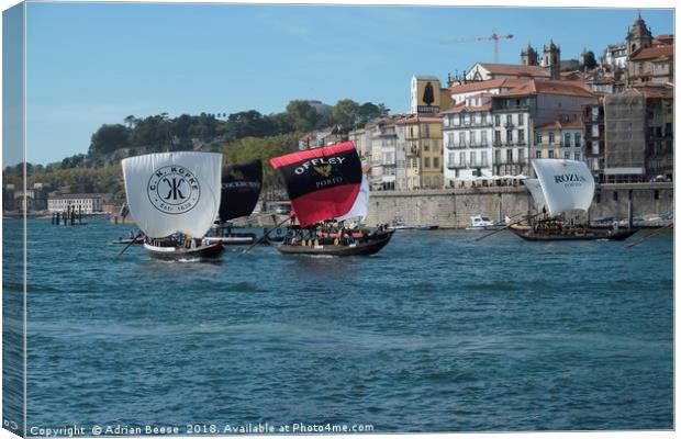 Porto Sailing Regatta on the river Douro Canvas Print by Adrian Beese