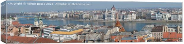 Panoramic picture of Budapest and River Danube Canvas Print by Adrian Beese