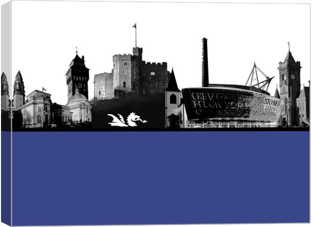 Cardiff Landmarks Montage Canvas Print by Adrian Beese