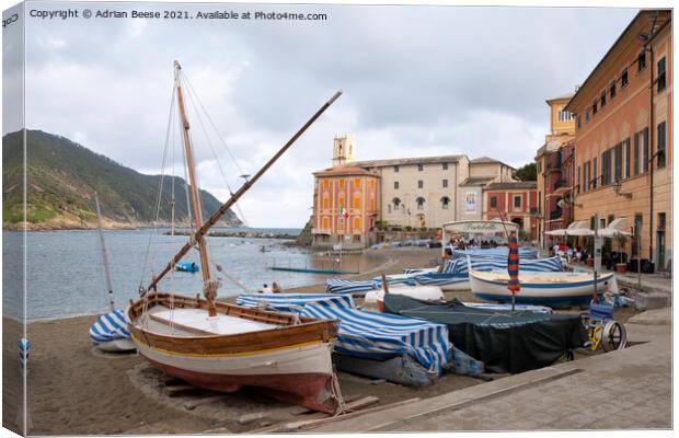 Sestri Levante Poets Bay  Canvas Print by Adrian Beese