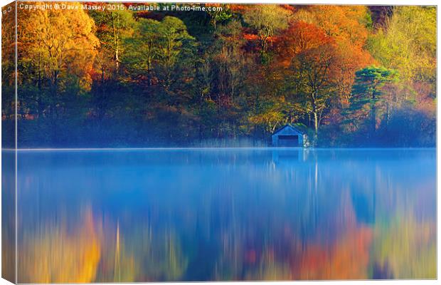 Misty Autumn Morning at Rydal Water Canvas Print by Dave Massey