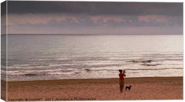 Woman and dog Canvas Print by DeniART 