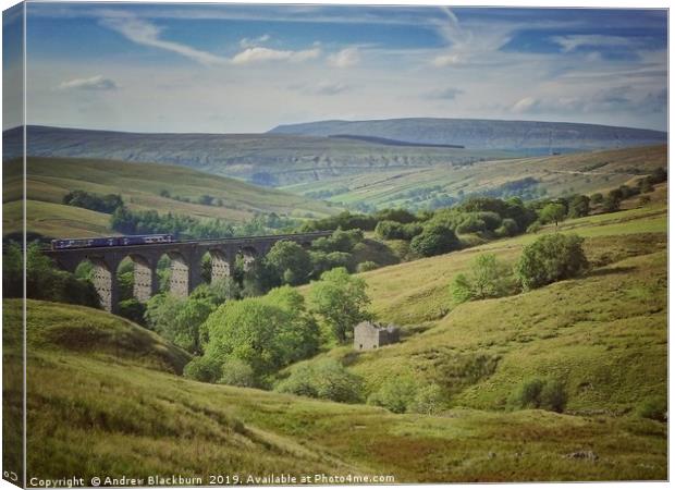 Train crossing Dent Head Viaduct in Yorkshire  Canvas Print by Andy Blackburn