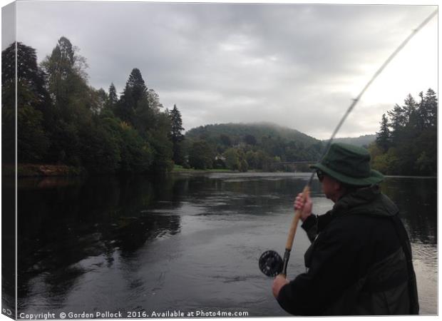 Salmon Fishing River Tay Canvas Print by Gordon Pollock