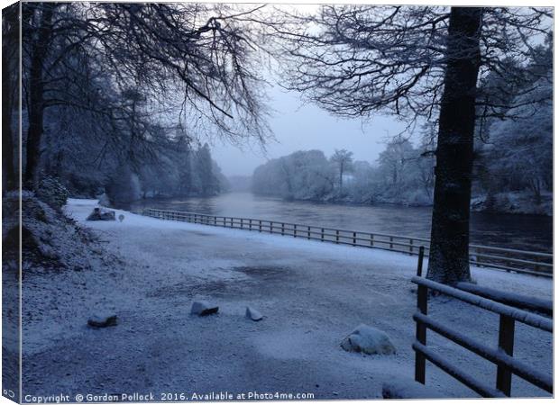 Dunkeld In The Snow  Canvas Print by Gordon Pollock