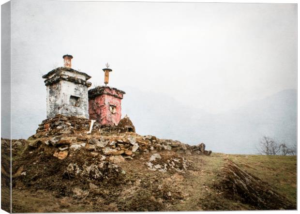  2 Stupas in the Himalayas Canvas Print by Brent Olson