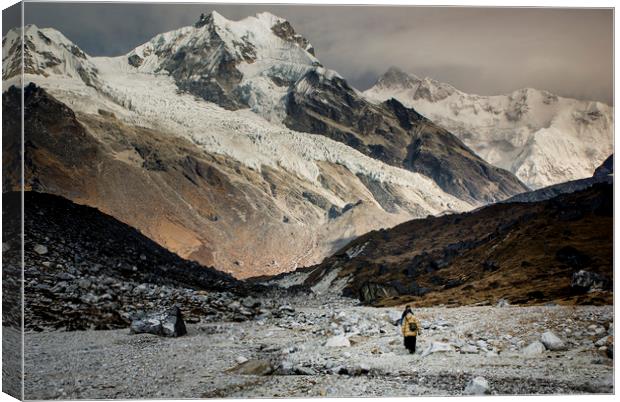 Hikers and Kanchenjunga Canvas Print by Brent Olson