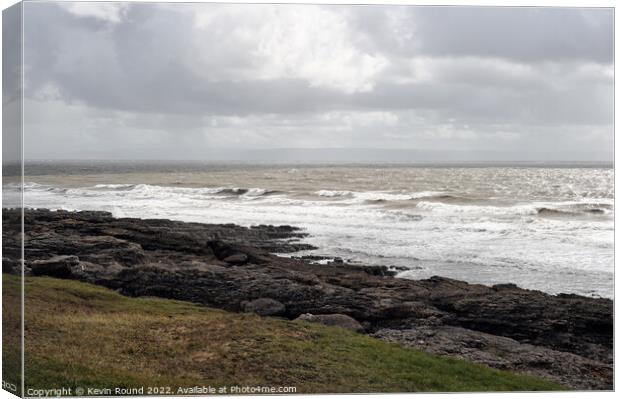 Stormy sea Ogmore Wales Canvas Print by Kevin Round