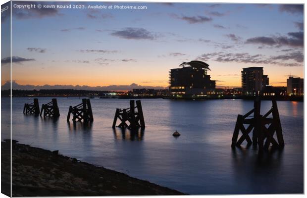 Cardiff bay sunset winter Canvas Print by Kevin Round
