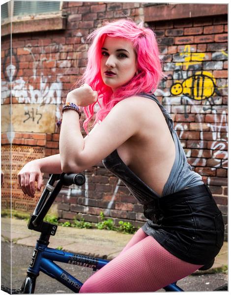 Pink hair girl (BMX) Canvas Print by Chris Watson