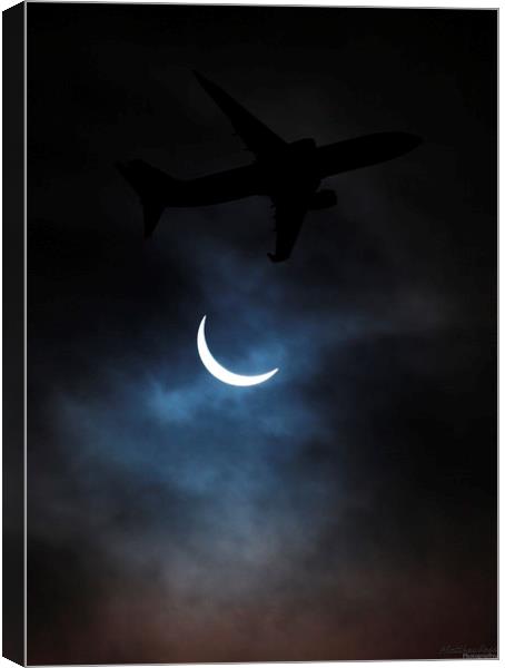 Solar Eclipse ft. Aircraft Canvas Print by Matthew Ross
