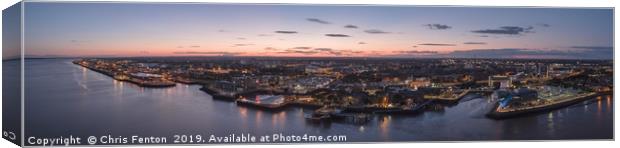 Panoramic Aerial View of Hull at Twilight. Canvas Print by Christopher Fenton