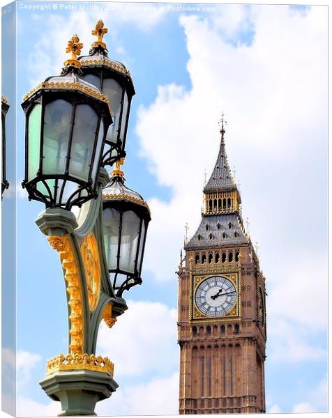  Big Ben With Lamp Canvas Print by Peter McIlroy