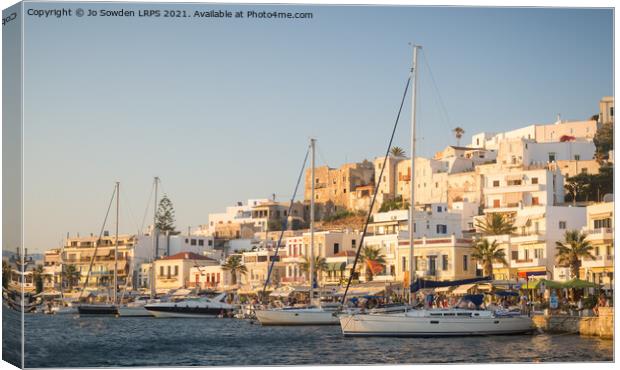 Evening Light, Naxos island Canvas Print by Jo Sowden