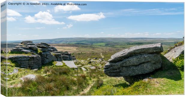 View from Bellever Tor, Dartmoor Canvas Print by Jo Sowden