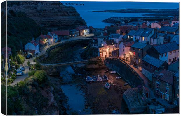 Staithes at Night, North Yorkshire Canvas Print by Jo Sowden