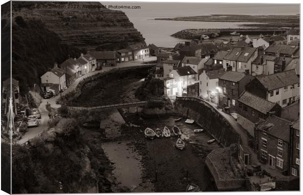 Staithes in Mono Canvas Print by Jo Sowden