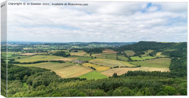 Patchwork of fields, taken from Sutton Bank Canvas Print by Jo Sowden