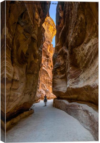 The lone rider, Petra, Jordan Canvas Print by Jo Sowden
