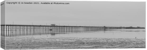 Southend Pier at Low Tide Canvas Print by Jo Sowden