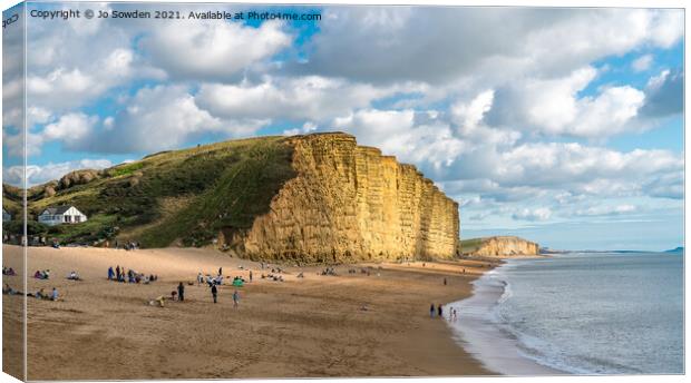 West Bay Cliffs Canvas Print by Jo Sowden