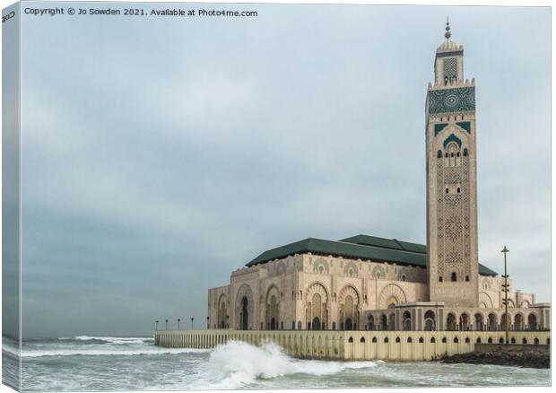 Hassan II Mosque Canvas Print by Jo Sowden