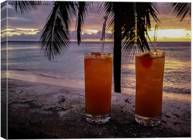 Caribbean Cocktail at Sunset Canvas Print by Jo Sowden