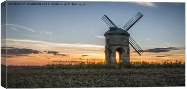Chesterton Windmill at sunset Canvas Print by Jo Sowden