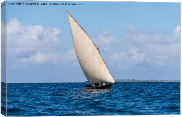 A Felucca in Zanzibar Canvas Print by Jo Sowden