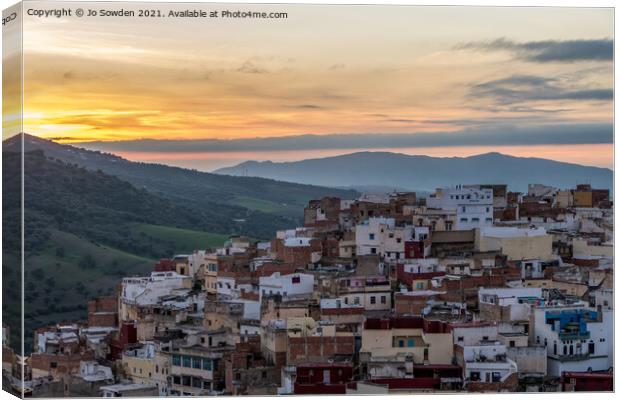 sunset in Moulay Idris Canvas Print by Jo Sowden
