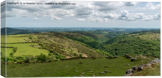 The Dart Gorge as viewed from the summit of Sharp Tor Canvas Print by Jo Sowden