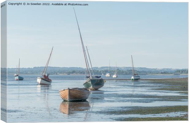 Low tide in Lympstone Harbour Canvas Print by Jo Sowden