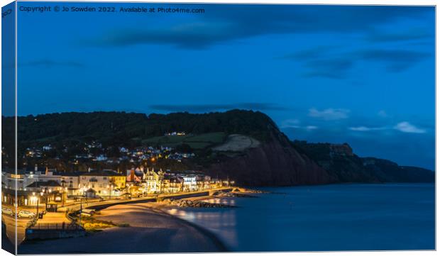 Sidmouth at Night Canvas Print by Jo Sowden