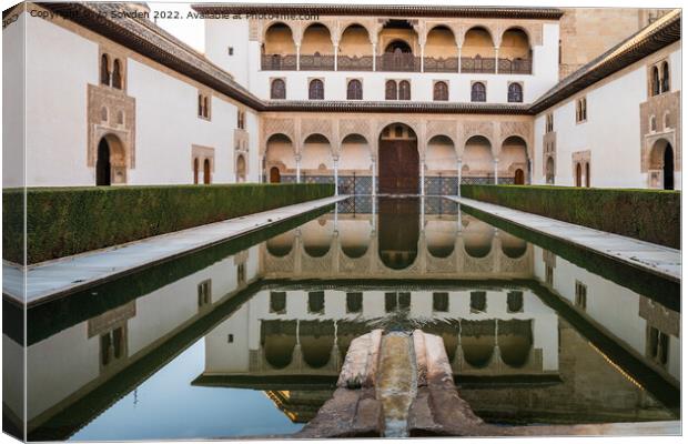 The Court of Myrtles, Alhambra  Canvas Print by Jo Sowden