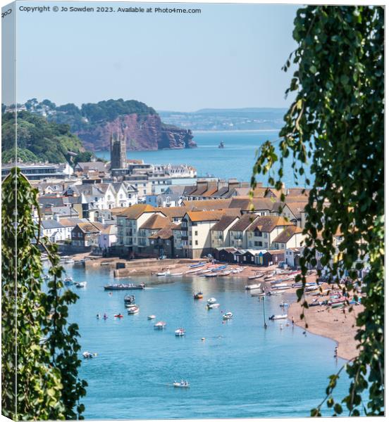 View of Teignmouth Back Beach  from Shaldon Canvas Print by Jo Sowden