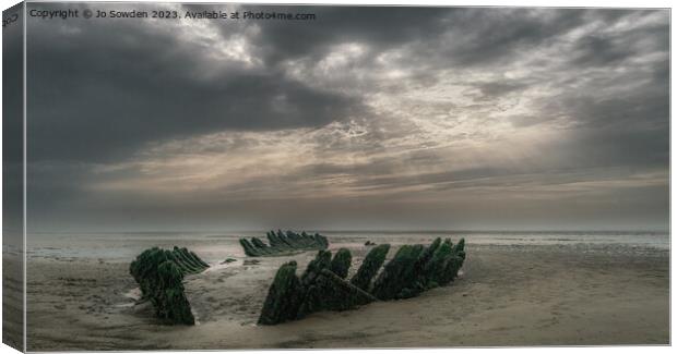 The SS Nornen shipwreck, Somerset Canvas Print by Jo Sowden