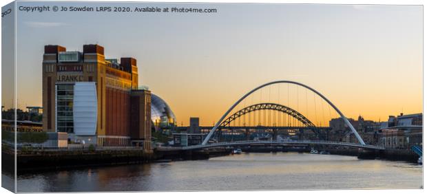 Sunset  on Newcastle Quayside Tyne Canvas Print by Jo Sowden