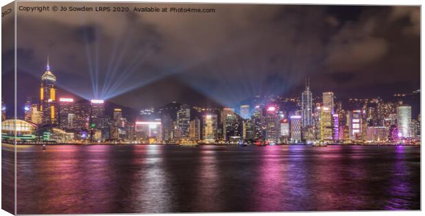 Hong Kong Light Show Canvas Print by Jo Sowden