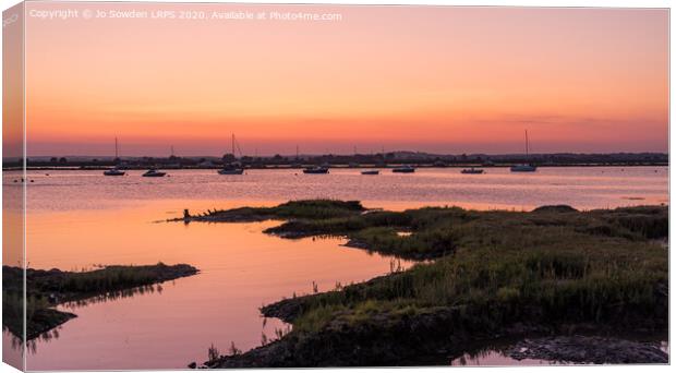 Sunset over Mersea Island Canvas Print by Jo Sowden