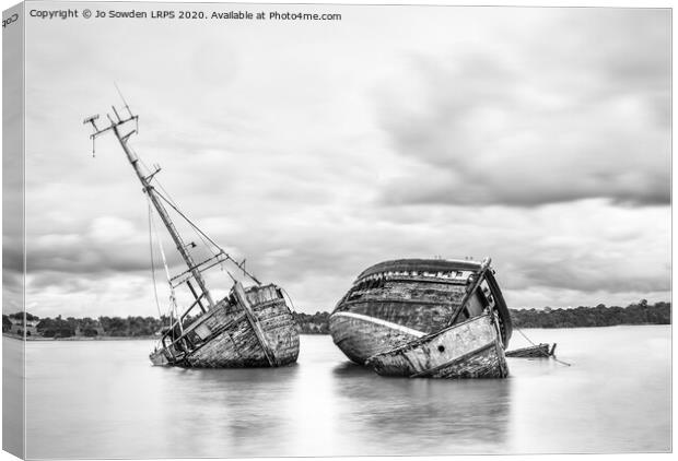 Abandoned, Pin Mill  Canvas Print by Jo Sowden