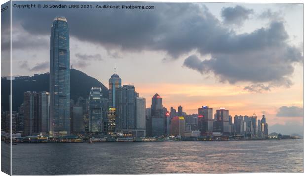 Hong Kong at Sunset Canvas Print by Jo Sowden