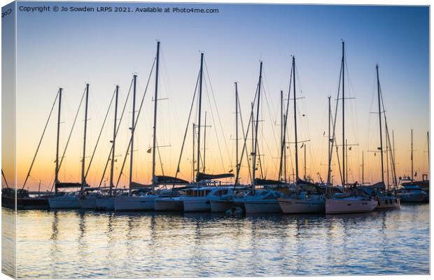 Naxos Harbour at Sunset Canvas Print by Jo Sowden