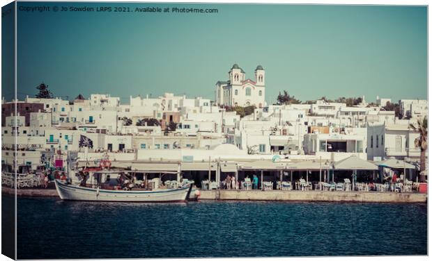 Paros Harbour, Greece Canvas Print by Jo Sowden