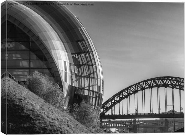 Newcastle in Mono Canvas Print by Jo Sowden