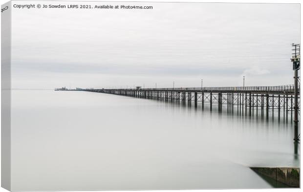 Southend Pier at High tide Canvas Print by Jo Sowden