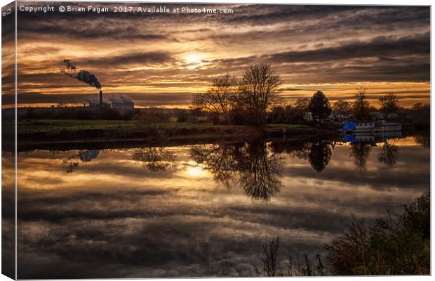 Golden sky over the Trent Canvas Print by Brian Fagan
