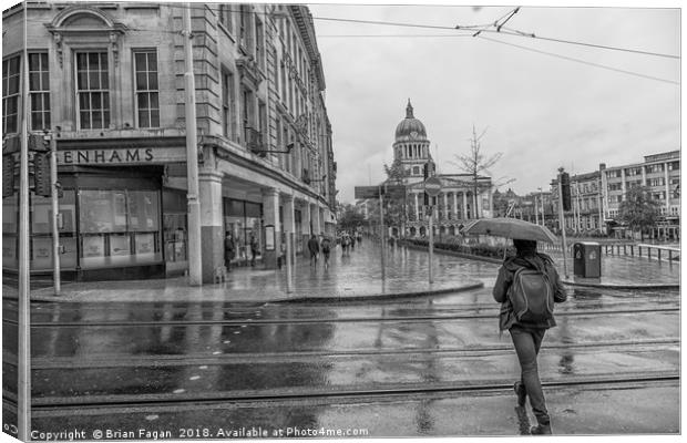 Rainy day in Nottingham Canvas Print by Brian Fagan