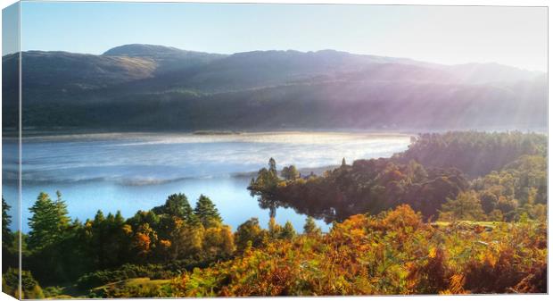 Derwent Water in the Fog Canvas Print by Dave Leason