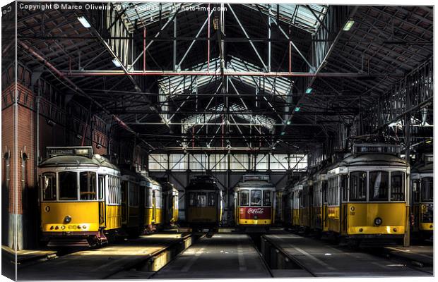 Lisbon Streetcars I Canvas Print by Marco Oliveira
