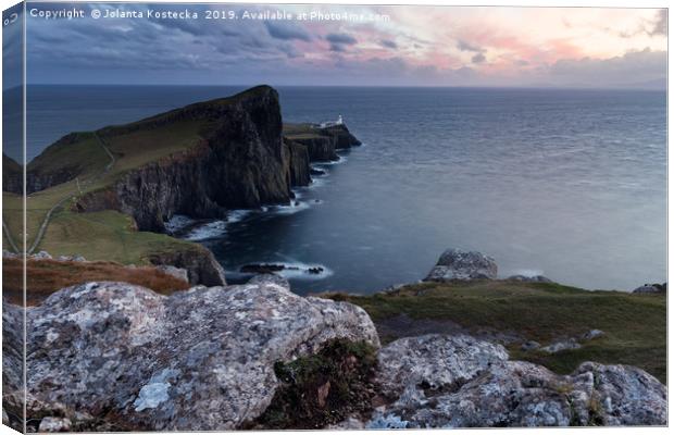 Neist Point Lighthouse on the Isle of Skye Canvas Print by Jolanta Kostecka